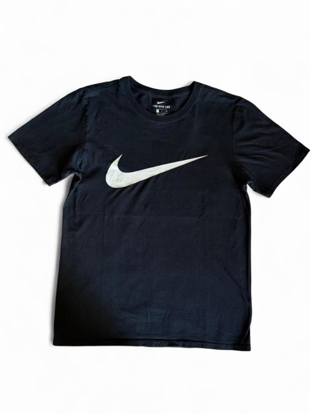 Nike "The Nike Tee" Black Swoosh Athletic Fit T-Shirt - Small